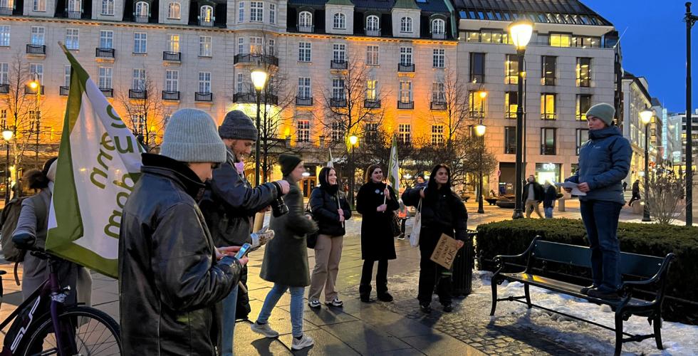 Demonstranter på Eidsvolls plass under appellen