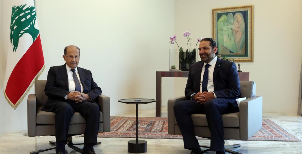 President  Michel Aoun og statsminister Saad Hariri i Libanon