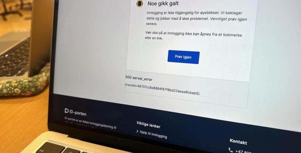 Bilde av en pc-skjerm som viser feilmeldingen på Helsenorge sin nettside.