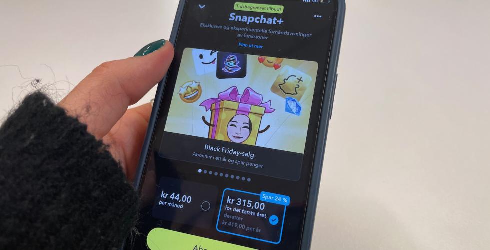 telefon med snapchat pluss tilbud på skjermen