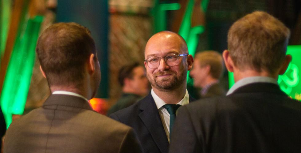 Morten Georg Edvardsen fotografert på Senterpartiets valgvake i Oslo.