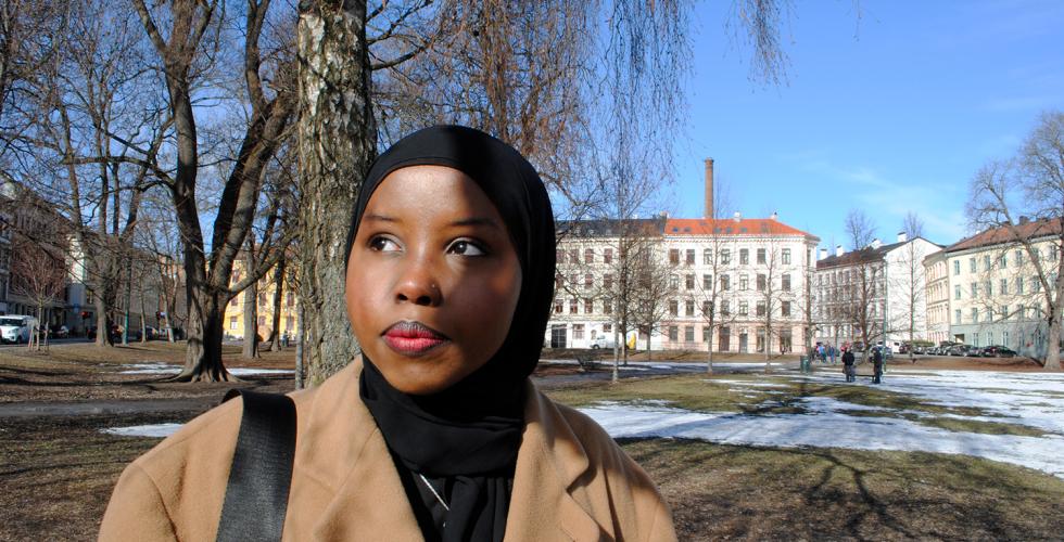 Nærbilde av Iqra-Bisharo Ahmed i Sofienbergparken