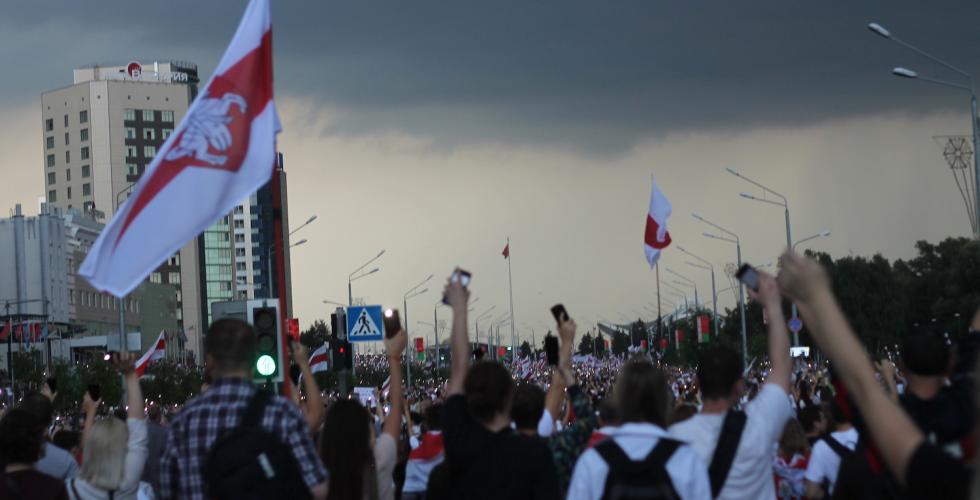 Demonstrasjoner mot regjeringen i Minsk, Hviterussland.