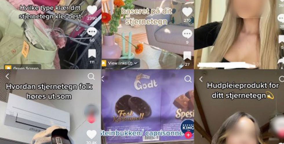 Collage av astrologi tiktok screenshots