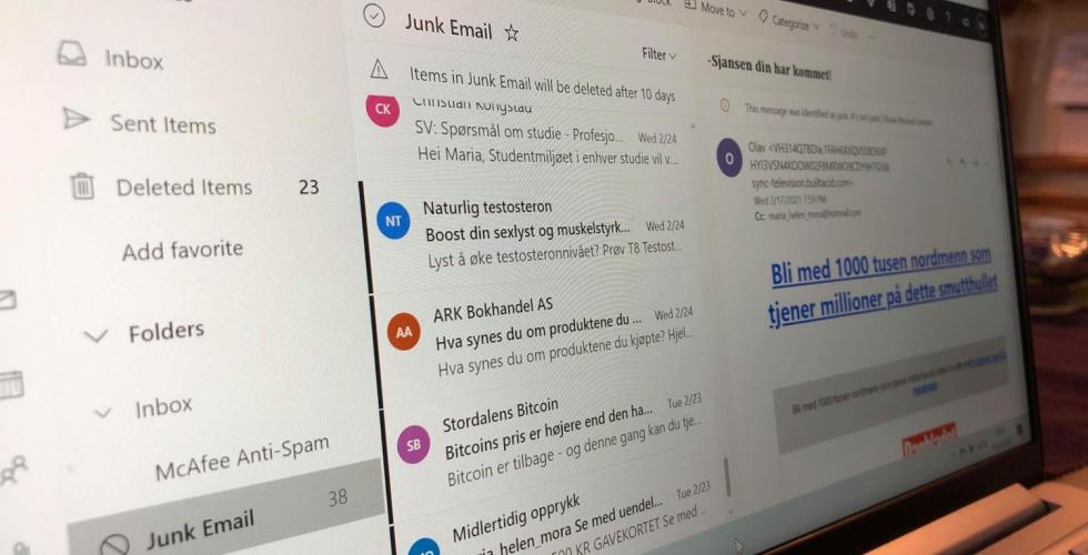 Søppelpost på e-post konto