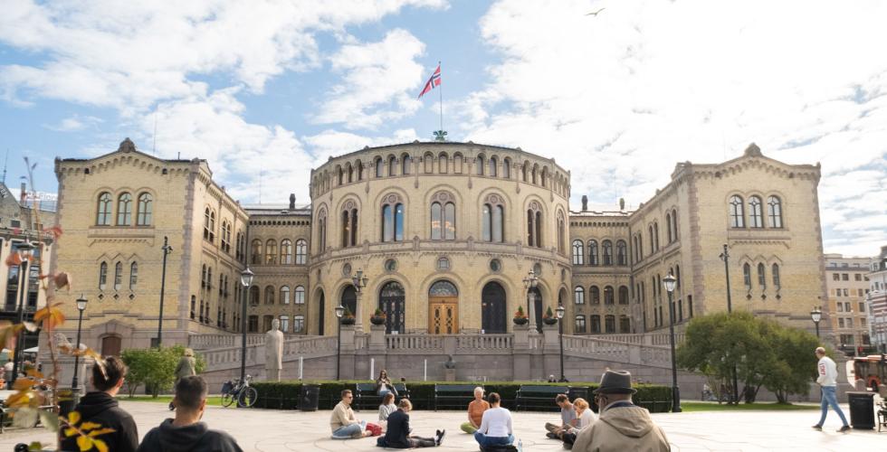 Stortinget på valgdagen 2021.