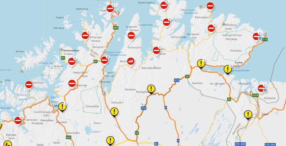 veikart av troms og finnmark fylke