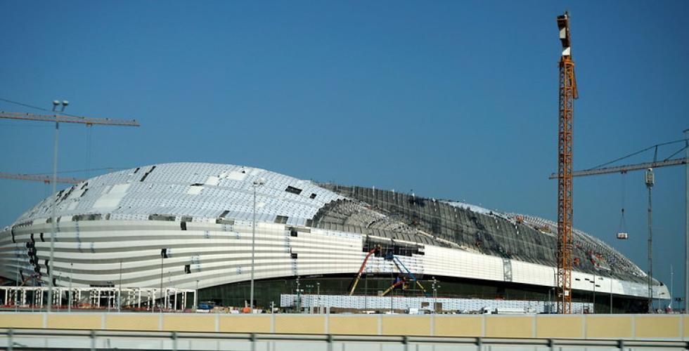 I vinter 2022 skal verdensmesterskapet for herrefotballen avholdes i Qatar. Her er et av stadion utbyggingene i Doha, Qatar. 